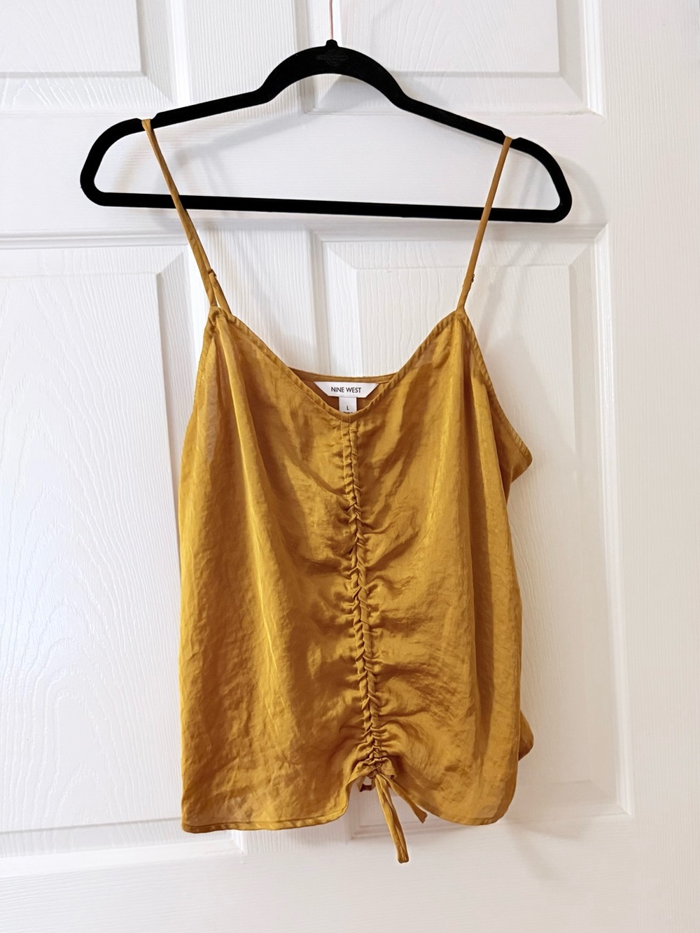 Nine West Golden Mustard Satin Ruched Cami